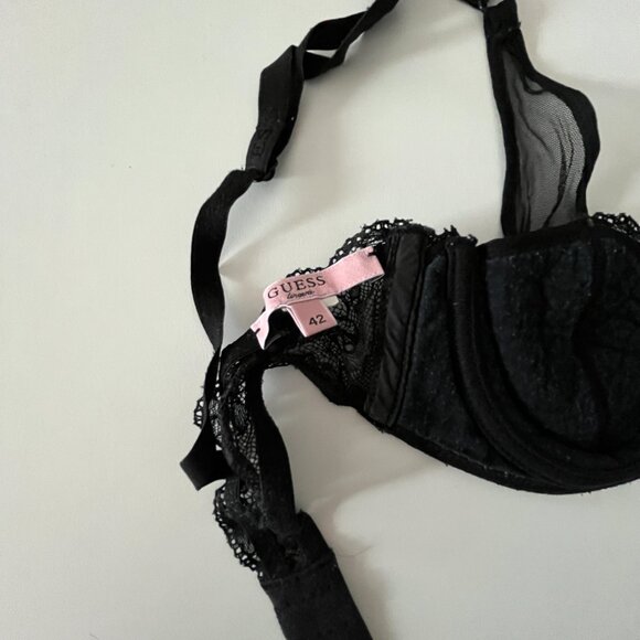 Vintage Black Lace Guess Bra - Glitter Logo - Picture 3 of 7